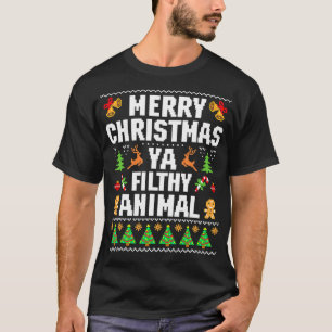 Funny Alone At Home Movies Merry Christmas You Fil T-Shirt