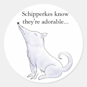 Funny Aloof Schipperke Dog Cartoon Classic Round Sticker