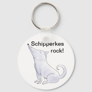 Funny Aloof Schipperke Dog Cartoon Key Ring
