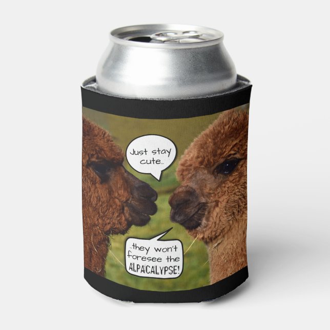 Funny Alpaca Alpacalypse Scheming Can Cooler (Can Front)