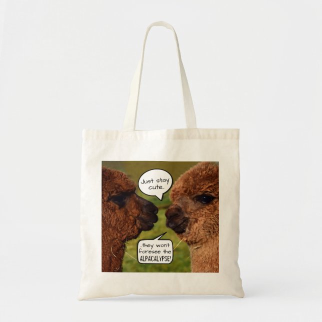 Funny Alpaca Alpacalypse Scheming Tote Bag (Front)