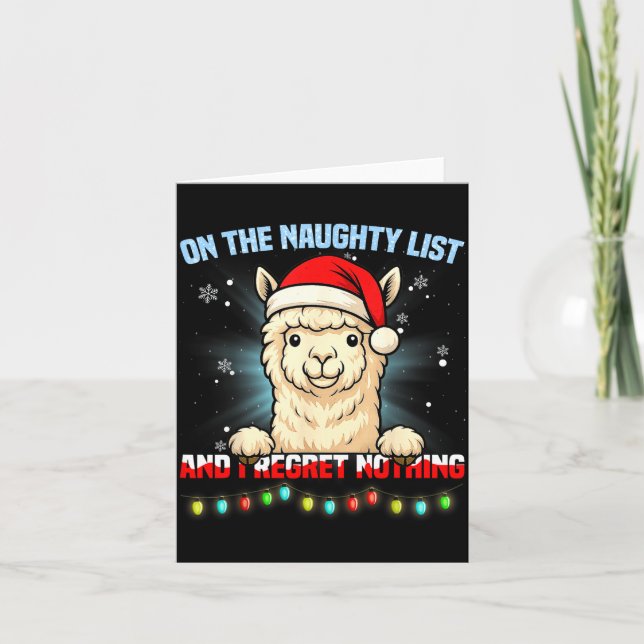 Funny Alpaca Christmas Santa Hat Xmas Men Women Ki Card (Front)