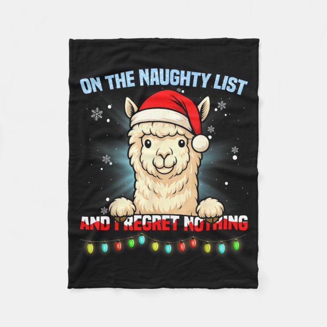 Funny Alpaca Christmas Santa Hat Xmas Men Women Ki Fleece Blanket (Front)