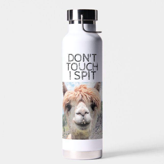 Funny Alpaca Llama Don't Touch I Spit Liquor Water Bottle (Left)