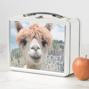 Funny Alpaca Llama Don't Touch I Spit Metal Lunch Box