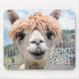 Funny Alpaca Llama Don't Touch I Spit Mouse Mat