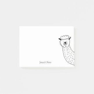 Funny Alpaca llama Illustration Custom Name Post-it Notes