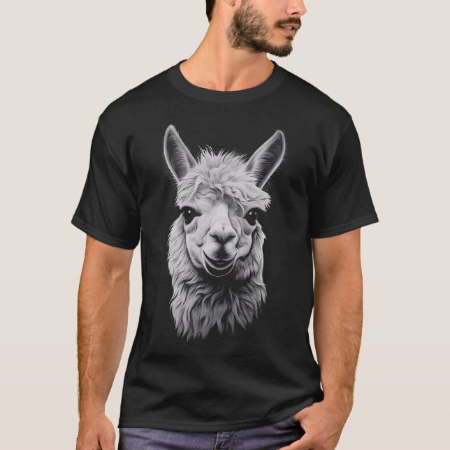 Funny alpaca llamas head wild animal art design T-Shirt (Front)