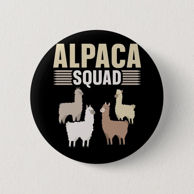 Funny Alpaca Squad Animal Lover 6 Cm Round Badge (Front)
