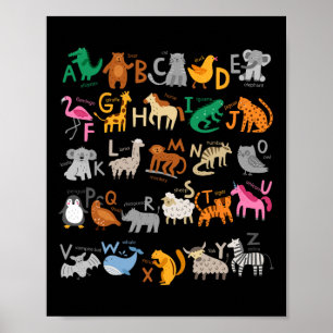 Funny Alphabet Abcs Animal Learning Kindergarten T Poster
