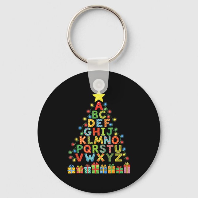 Funny Alphabet Christmas Tree Graphic Abc A-z Teac Key Ring (Front)