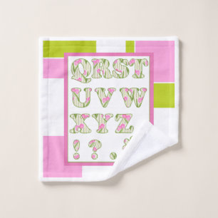 Funny alphabet, flower alphabet, alphabet bath towel set