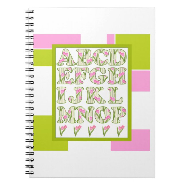 Funny alphabet, flower alphabet, alphabet notebook (Front)