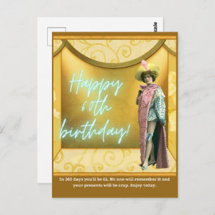 Funny Altered Art 60th Birthday Postcard