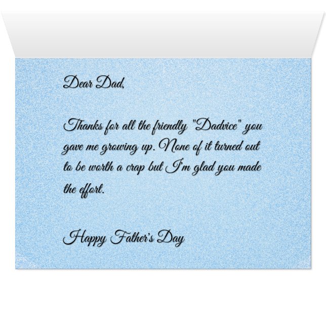 Funny Alternative Bad Dadvice Card (Inside Horizontal (Bottom))