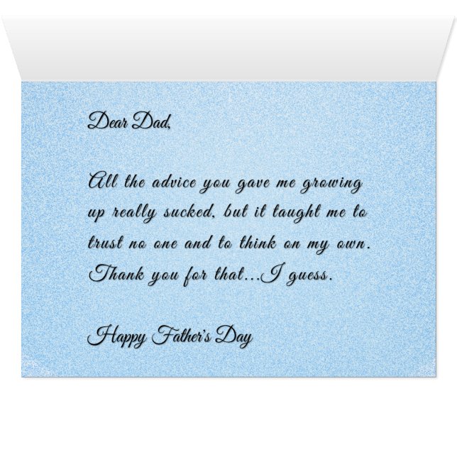 Funny Alternative Bad Dadvice Card (Inside Horizontal (Bottom))