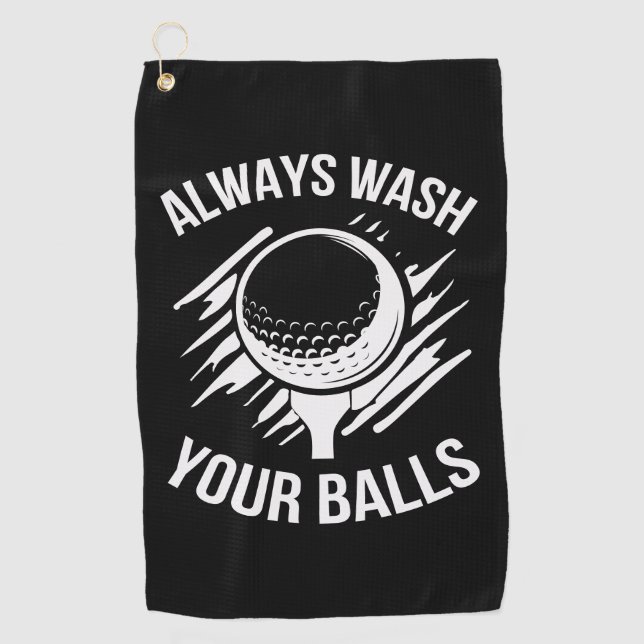 Funny Always Wash Your Balls Golf Towel (Front)