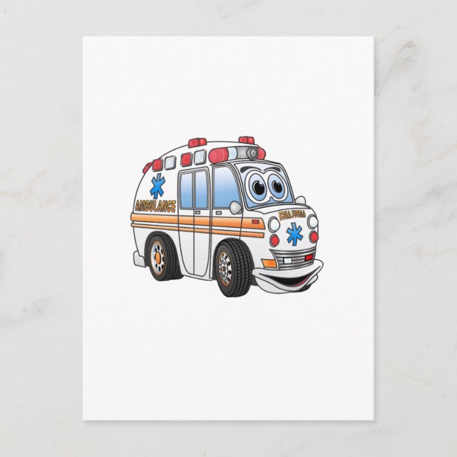 Funny Ambulance Cartoon Postcard (Front)