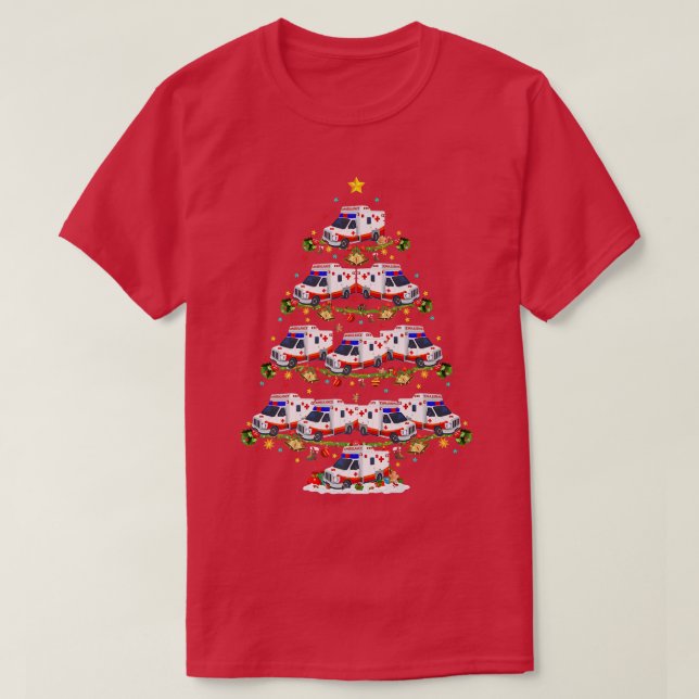 Funny Ambulance Xmas Matching Santa Ambulance Chri T-Shirt (Design Front)