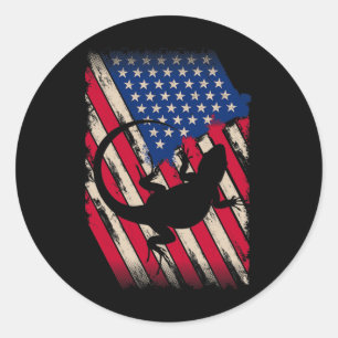 Funny America Bearded Dragon American Flag Happy 4 Classic Round Sticker