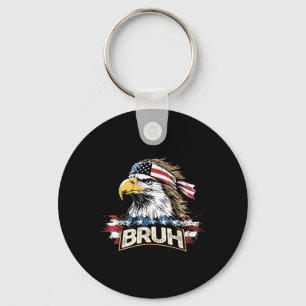 Funny America Flag Usa Bald Eagle Bruh Meme Men Wo Key Ring