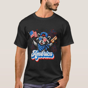 Funny america racoon hot dog lovers patriotic T-Shirt