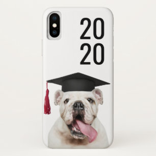 Funny American Bulldog in Grad Cap with Class Year iPhone X Case