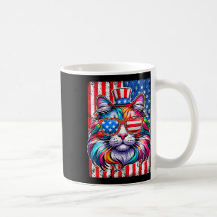 Funny American Cat Sunglasses Usa Flag 4th Of July Coffee Mug