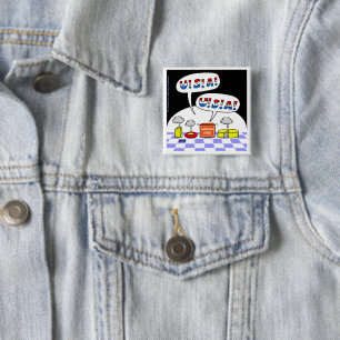 Funny American Cheese Cartoon Patriotic USA Chant 15 Cm Square Badge