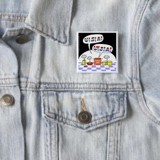 Funny American Cheese Cartoon Patriotic USA Chant 15 Cm Square Badge