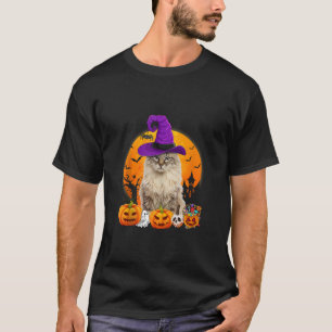 Funny American Curl Cat Halloween Witch Pumpkin Ta T-Shirt