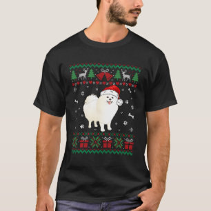 Funny American Eskimo Dog Santa Hat Christmas Gift T-Shirt