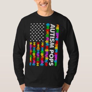 Funny American Flag Autism Pops Autism Awareness F T-Shirt