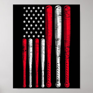 Funny American Flag Baseball Team Premium T Shirt Poster