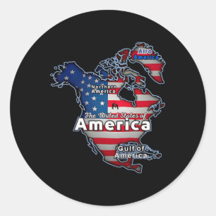Funny American Flag Canada Greenland Gulf Map Classic Round Sticker