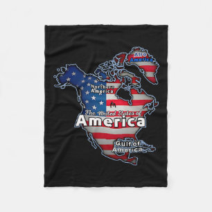 Funny American Flag Canada Greenland Gulf Map Fleece Blanket