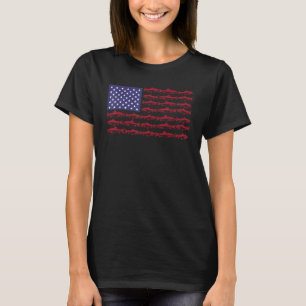 Funny American Flag Fishing Men Boys 4th July Patr T-Shirt