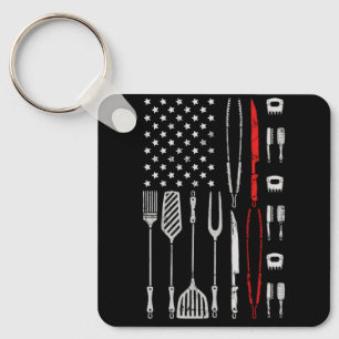 Funny American Flag Grilling Tools BBQ Grill Barbe Key Ring