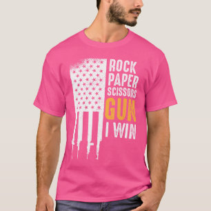 Funny American Flag Gun Shirt Rock Paper Scissors