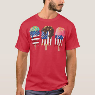 Funny American Flag Ice Cream Patriotic 4th Of Jul T-Shirt