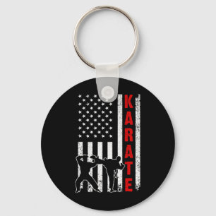 Funny American Flag Karate Art For Men Women Karat Key Ring