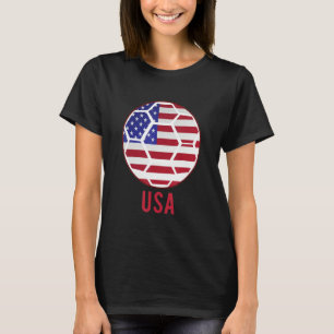 Funny American Flag Soccer Football Sports Women M T-Shirt
