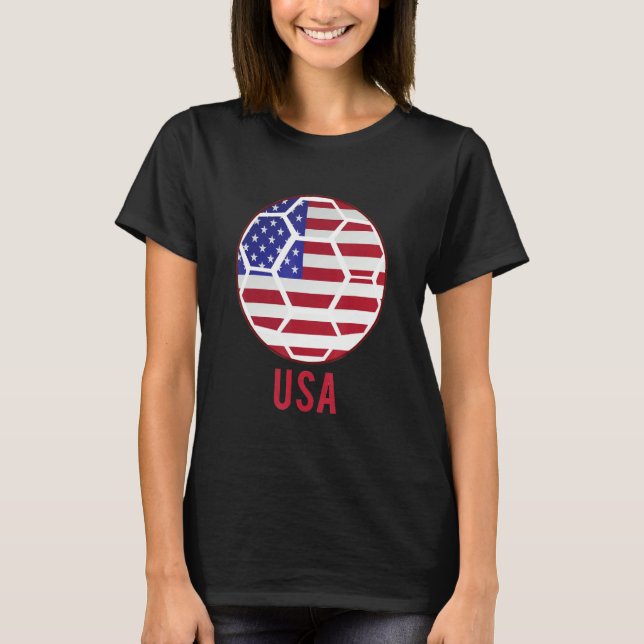 Funny American Flag Soccer Football Sports Women M T-Shirt (Front)