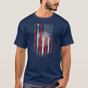 Funny American Flag Vintage Baseball Flag Dad Mum T-Shirt