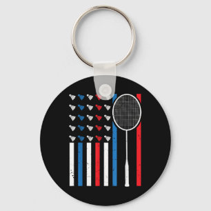Funny American Flag With Shuttles Vintage Badminto Key Ring