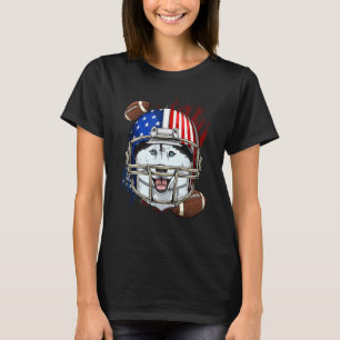 Funny American Football Player Siberian Husky Dog  T-Shirt