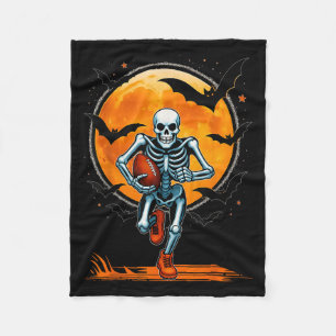 Funny American Football Skeleton Player Halloween Fleece Blanket