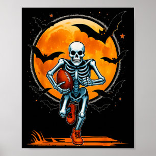 Funny American Football Skeleton Player Halloween  Poster