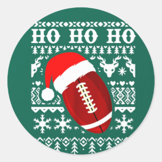 Funny American Football Ugly Christmas Sweater Boy Classic Round Sticker