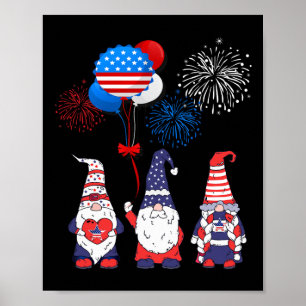 Funny American Gnomes Cool 4th July Day Independen Poster